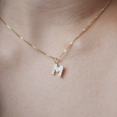 Gold CZ Initial Necklace